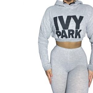 IVY PARK Gray Cropped Hoodie